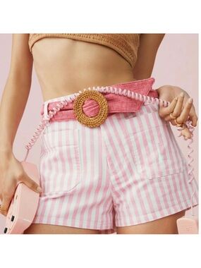 Anthropologie Ines raffia  belt pink Size Small